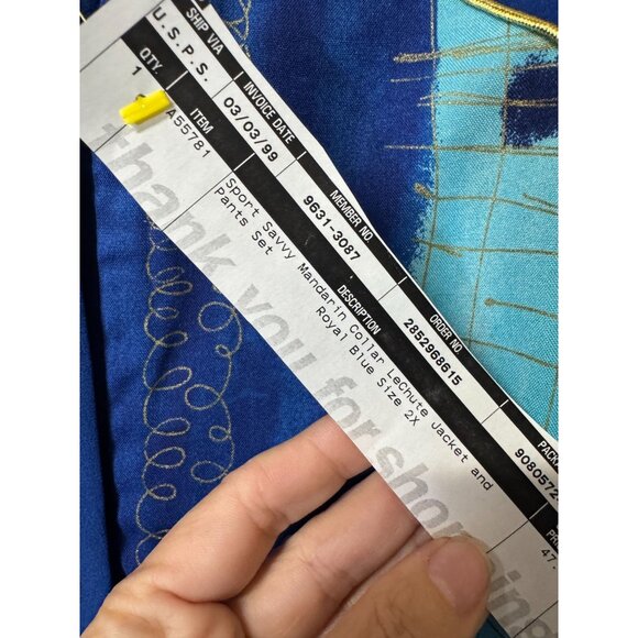 Sport Savvy Mandarin Collar LeChute Jacket Pants Set 2X Blue‎ Abstract Button-Up - Picture 8 of 9